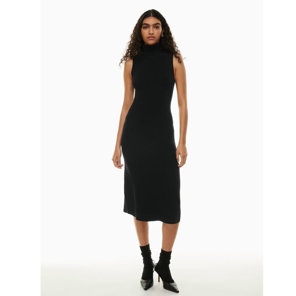 Aritzia Wilfred Mimi Turtleneck Sweater Dress Black Sleeveless Ribbed Women's XS